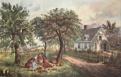 Ferme américaine - Automne, pub. 1869, Currier & Ives - American School