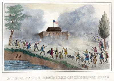 Attaque des Séminoles sur le Block House, pub. 1836 - American School