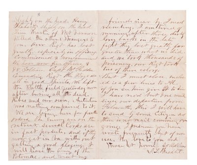 Lettre de rapport de bataille par G. L. Brehct (plume et encre sur papier) - American School