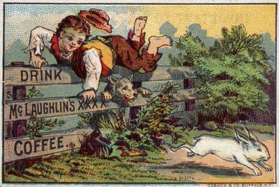 Garçon et chien, chassant un lapin - American School