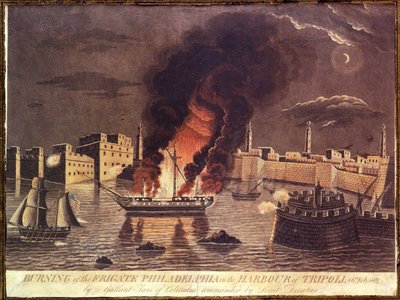 Incendie de la frégate Philadelphia, dans le port de Tripoli le 16 février 1804 - American School