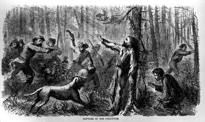 Capture des fugitifs, de Prison Life in the South, écrit par Allen O. Abbott et publié en 1865 - American School
