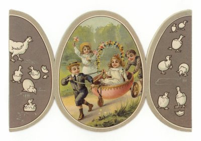 Enfants jouant dans un chariot à œufs - American School