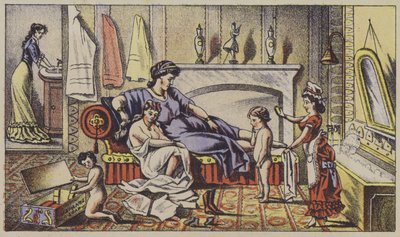 Personnages classiques dans une maison moderne, savon publicitaire (chromolitho) - American School