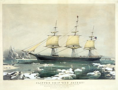Clipper Ship Red Jacket dans la glace au large du Cap Horn, lors de son passage de l