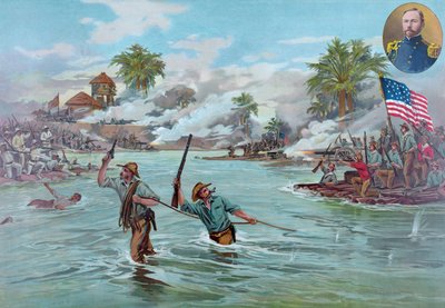Col. Funston et les 20e Volontaires du Kansas traversant la rivière à Calumpit, 26 avril 1899 - American School
