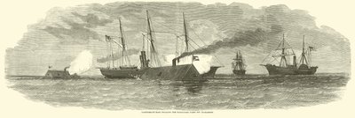 Béliers confédérés engageant la flotte de blocus au large de Charleston, janvier 1863 - American School