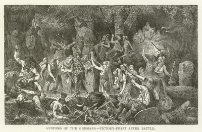 Coutumes des Germains, festin de victoire après la bataille - American School