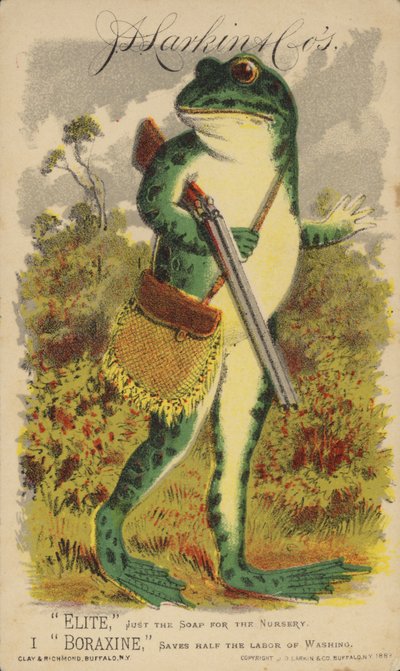 Grenouille avec un fusil et une sacoche - American School