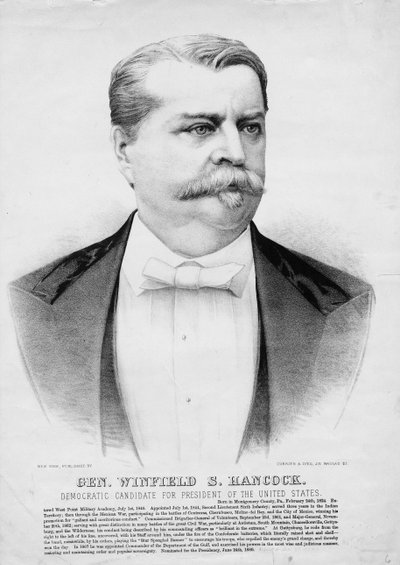 Gen. Winfield S. Hancock : candidat démocrate à la présidence des États-Unis, pub. par Currier & Ives, vers 1880 - American School