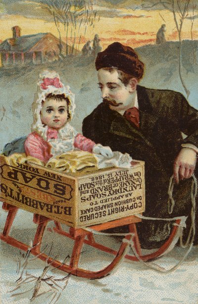 Fille assise dans une luge en boîte de savon - American School