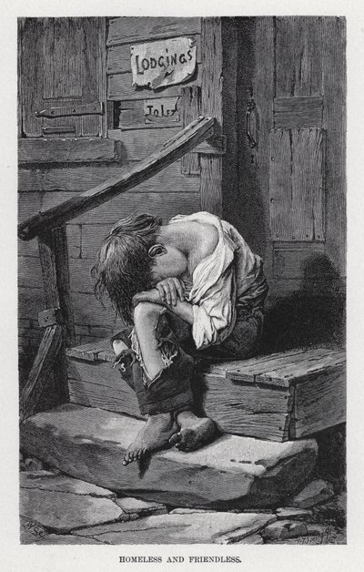 Sans abri et sans amis (lithographie) - American School