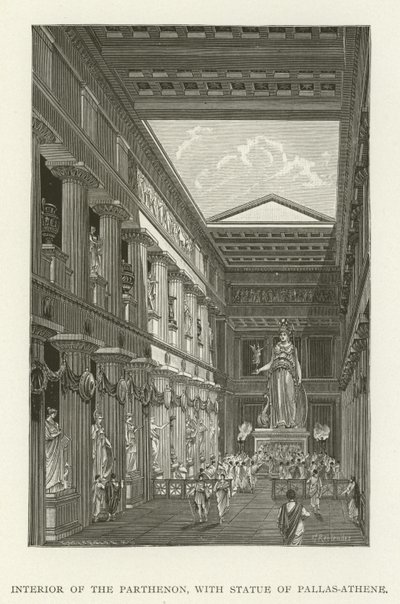 Intérieur du Parthénon, avec la statue de Pallas-Athéna - American School