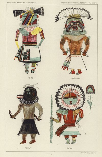 Keme, Hotcani, Siwap, Tawa (lithographie couleur) - American School