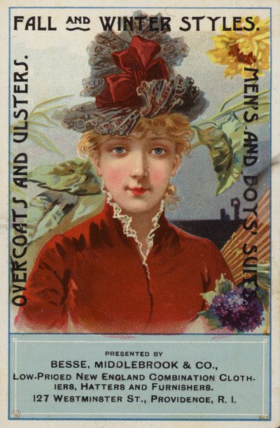 Dame en robe rouge et bonnet - American School