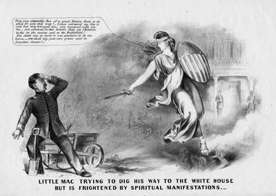 Little Mac essayant de creuser son chemin vers la Maison Blanche mais effrayé par des manifestations spirituelles - American School