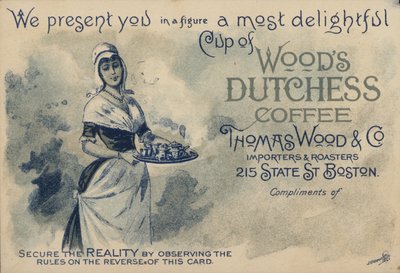Servante servant du café, publicité pour Woods Duchess Coffee, Boston - American School