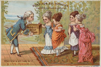 Homme livrant du savon aux dames - American School