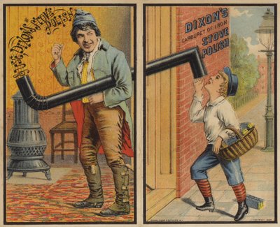 Homme et garçon avec cheminée de poêle - American School
