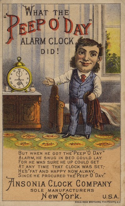 Homme montrant un réveil - American School