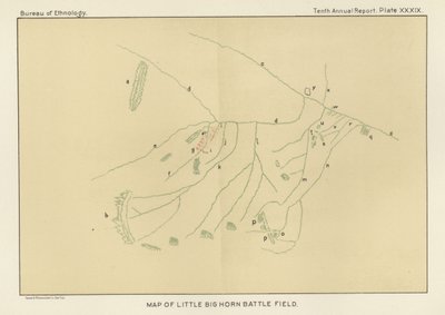 Carte du champ de bataille de Little Big Horn - American School