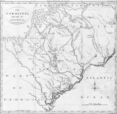 Carte des Carolines avec une partie de la Géorgie - American School