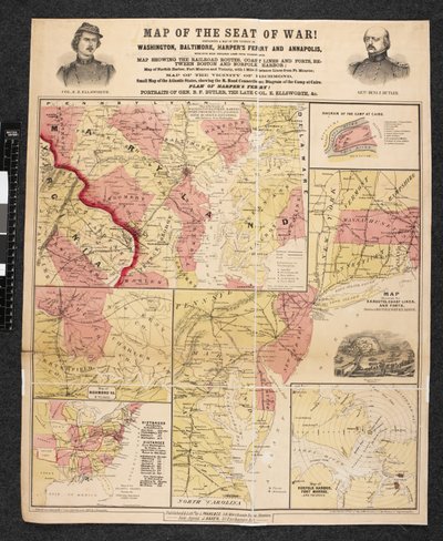 Carte du théâtre de la guerre. Contenant une carte des environs de Washington, Baltimore, Harper