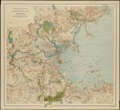 Carte du district métropolitain de Boston, Massachusetts : montrant les réserves publiques locales et les possessions de la Metropolitan Park Commission, 1901 - American School