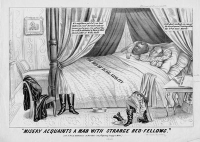 La misère fait connaître à un homme des compagnons de lit étranges, publié par H R Robinson, New York, 1848 - American School