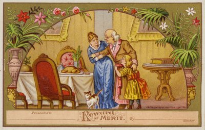 Mère et fille aidant le grand-père à la table du dîner - American School