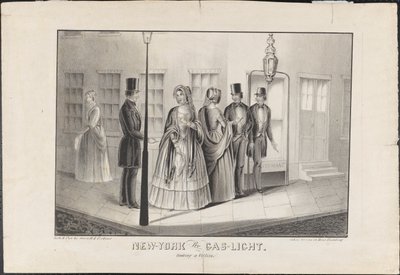New York à la lumière du gaz, attrapant une victime, vers 1850 - American School