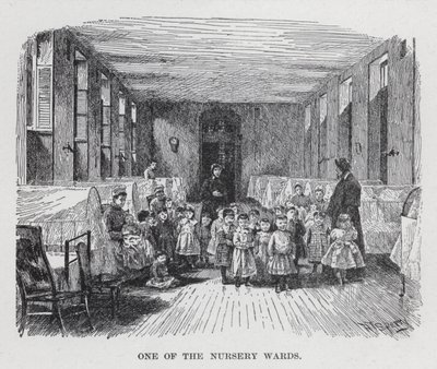 Une des salles de la crèche (lithographie) - American School
