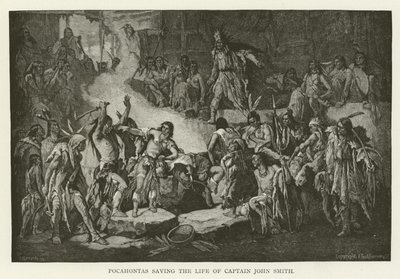 Pocahontas sauvant la vie du capitaine John Smith - American School