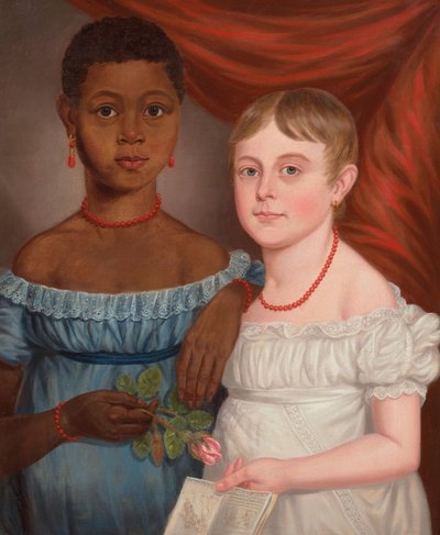 Portrait de deux jeunes filles, début du 19e siècle (huile sur toile) - American School