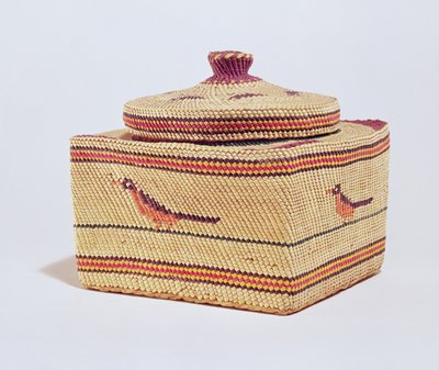 Panier Salish représentant des oiseaux, de la côte nord-ouest - American School