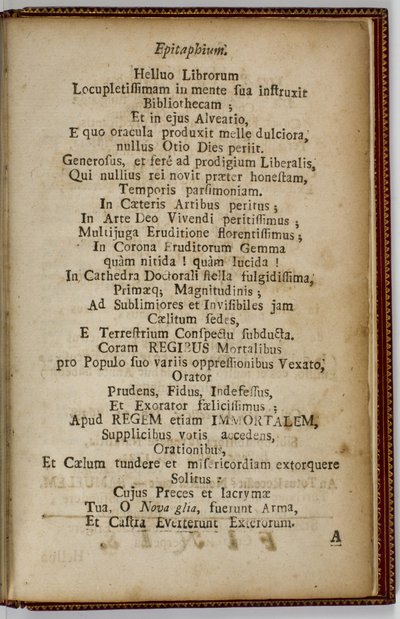 Samuel Mather, Epitaphium, 1724 - American School