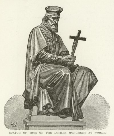 Statue de Jan Hus sur le monument de Luther à Worms - American School