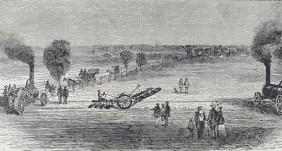 Charrue à vapeur sur la ferme de Patterson, illustration de 