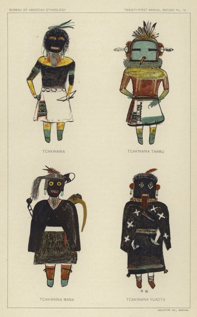 Tcakwaina, Tcakwaina Taamu, Tcakwaina Mana, Tcakwaina Yuadta (lithographie couleur) - American School