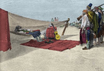 Le pirate Sir Henry Morgan recrutant des hommes pour l