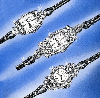 Trois Montres pour Dames en Or Blanc et Diamants - American School