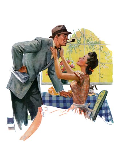 Femme ajustant la cravate de son mari avant qu