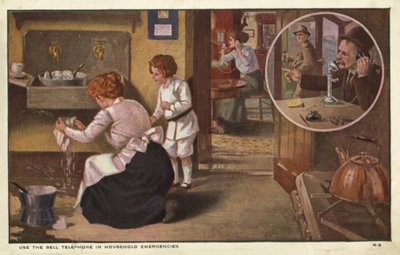 Femme téléphonant à un plombier - American School