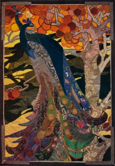 Panneau de paon en patchwork, vers 1920 - Amy Sawyer