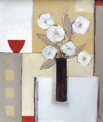 Bol rouge, fleurs blanches - Ana Bianchi