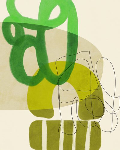 Lignes peintes vert et beige 2 exemplaires - Ana Rut Bre