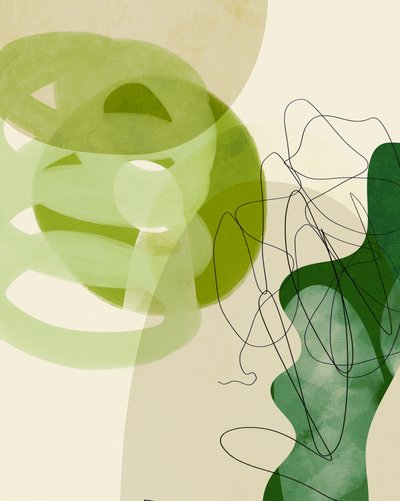 Lignes peintes vert et beige 3 exemplaires - Ana Rut Bre