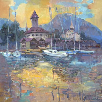 Reflets sur le lac : voiliers - Anastasiia Grygorieva