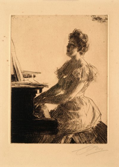 Au piano (Mademoiselle Anna Burnett) - Anders Leonard Zorn