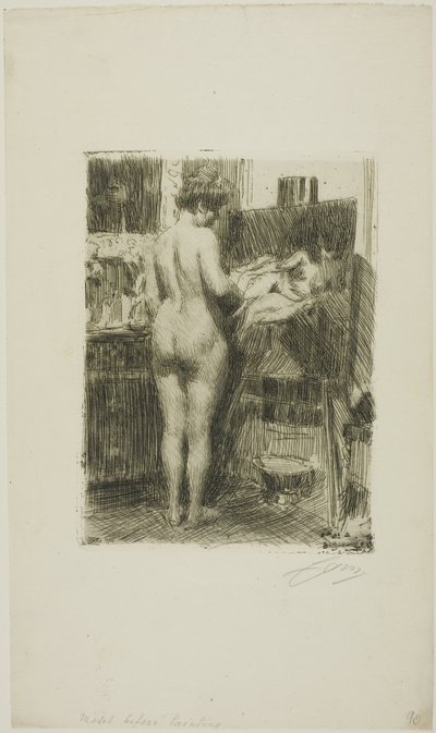 Modèle devant une image - Anders Leonard Zorn